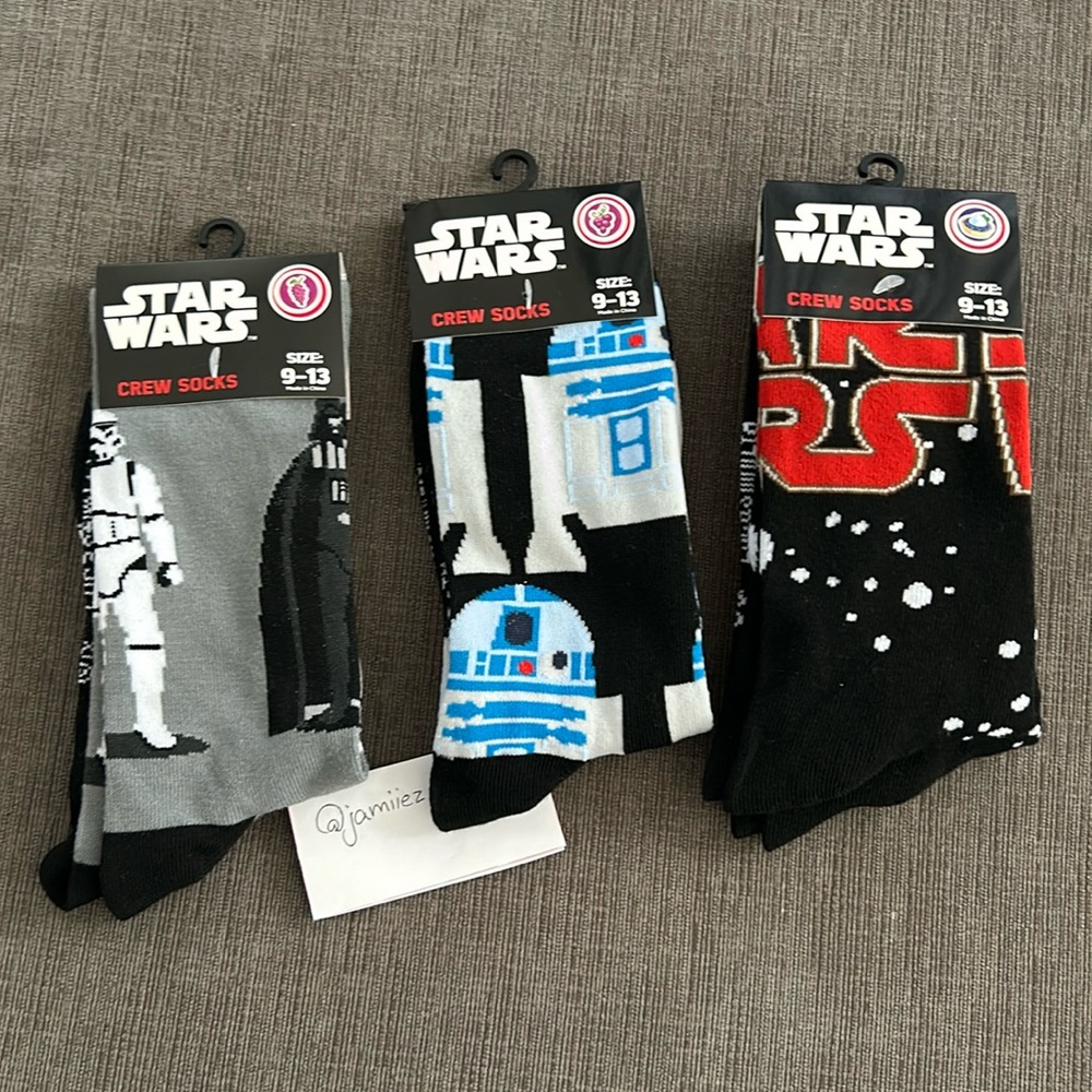 STAR WARS Men Crew Socks 1 Pair 9-13 NEW